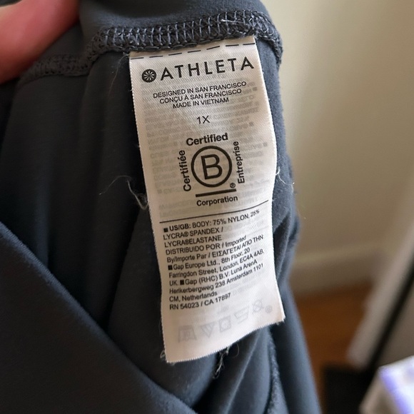 Athleta Charcoal Gray High Rise Salutation Stash Flare Pants Leggings 1X - Picture 6 of 7